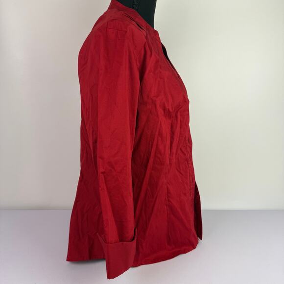 Signature by Larry Levine Women's Petite PL Red Button Down Blouse New Office - Picture 4 of 14